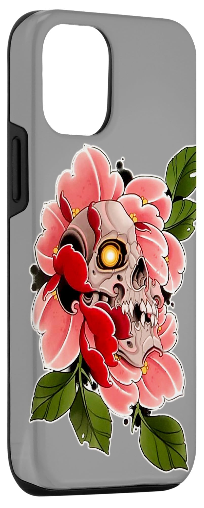 Skulliphonex① Amazon.com: iPhone 13 Pink Peony X Skull Neo-Traditional